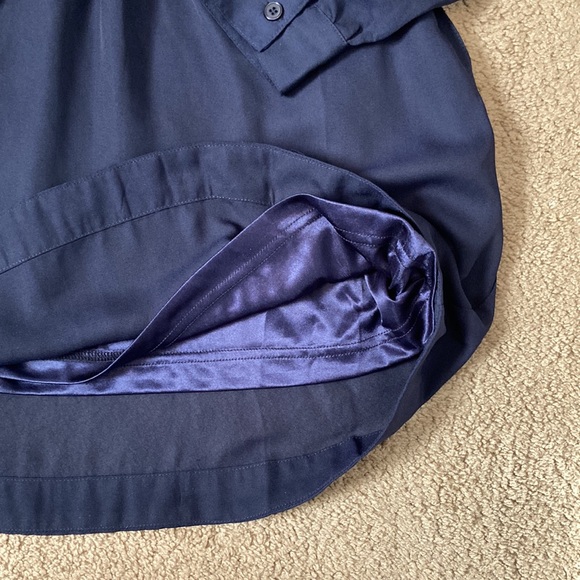 TOBI plain navy blue button up long sleeve dress with cinched waist, medium - Picture 3 of 15